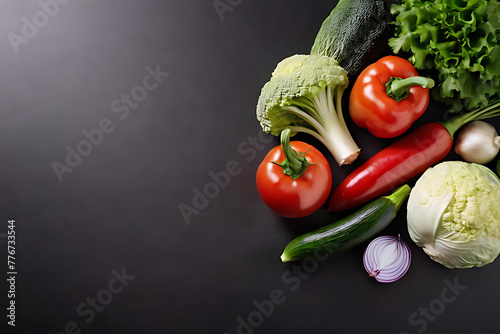 Vegetable with copy-space background concept, blank space. Place to adding text blank copy space. Seasonal Selection: Fresh Vegetables of the Season