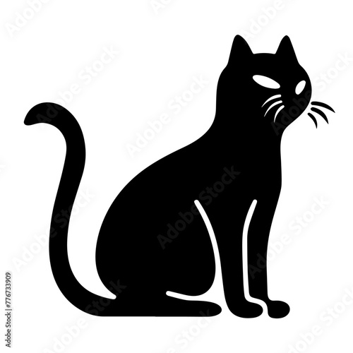 Elegant outline icon of a black cat silhouette in vector, perfect for Halloween designs.