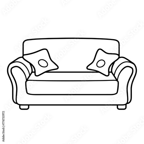 Sleek vector outline of a contemporary sofa icon.