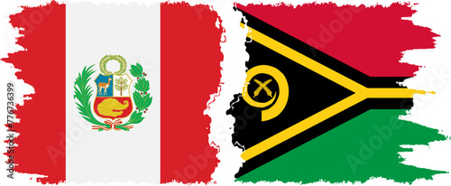 Vanuatu and Peru grunge flags connection vector