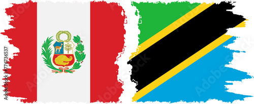 Tanzania and Peru grunge flags connection vector