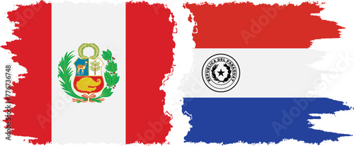 Paraguay and Peru grunge flags connection vector