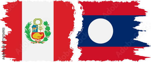 Laos and Peru grunge flags connection vector