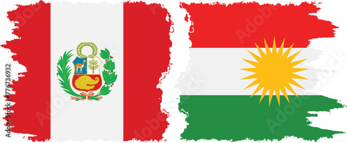 Kurdistan and Peru grunge flags connection vector