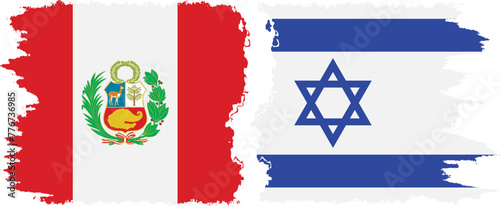 Israel and Peru grunge flags connection vector