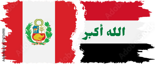 Iraq and Peru grunge flags connection vector