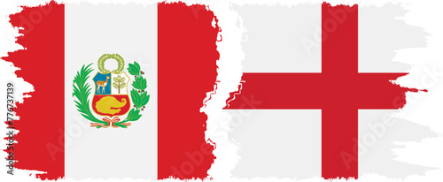 England and Peru grunge flags connection vector