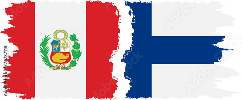 Finland and Peru grunge flags connection vector