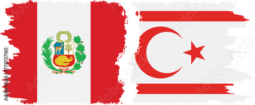 Turkish Republic of Northern Cyprus and Peru grunge flags conne