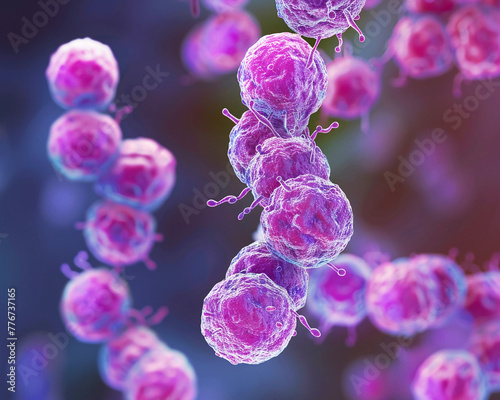 Streptococcus pneumoniae, Microscopic illustration, pastel colors, soft background photo