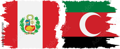 Darfur and Peru grunge flags connection vector