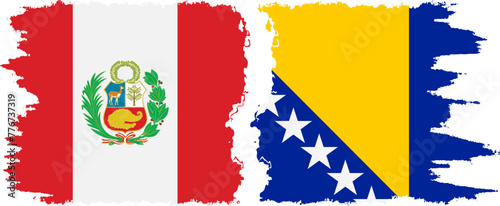Bosnia and Herzegovina and Peru grunge flags connection vector