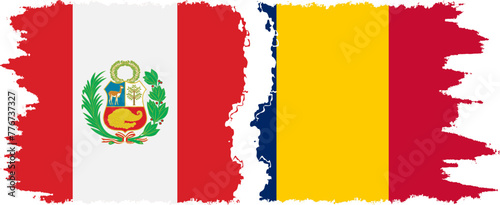 Chad and Peru grunge flags connection vector