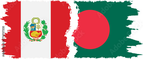 Bangladesh and Peru grunge flags connection vector