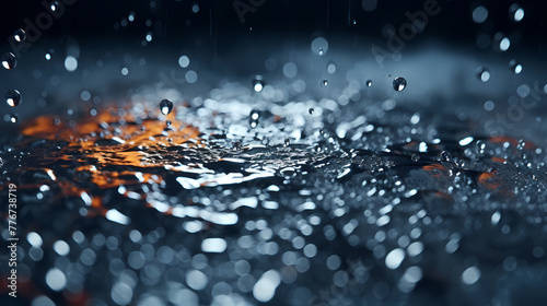 Close-up of the moment water such as rain falls to the ground