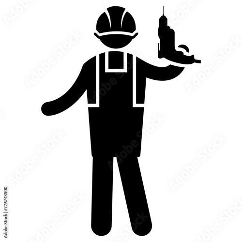 construction worker icon, simple vector design