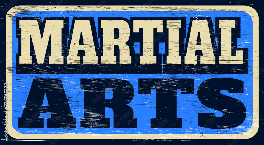 Fototapeta premium Aged retro martial arts sign on wood