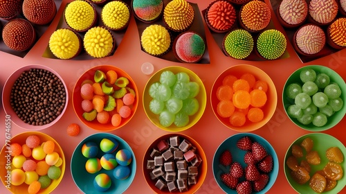 Assorted delicious brigadeiros, brazilia typical candy sweet homemade chocolate colorfull photo