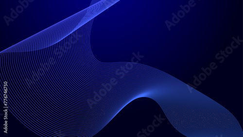 Abstract wavy dynamic blue green violet light lines curve banner on black background in concept technology, neural network, neurology, science, music, neon light, banner, poster. vector illustration