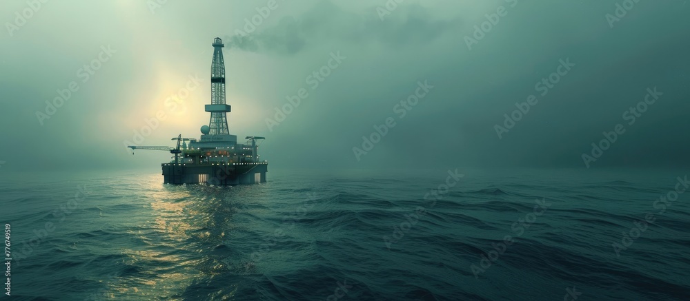 Isolation of an Offshore Drilling Rig Amidst the Vast Ocean Expanse