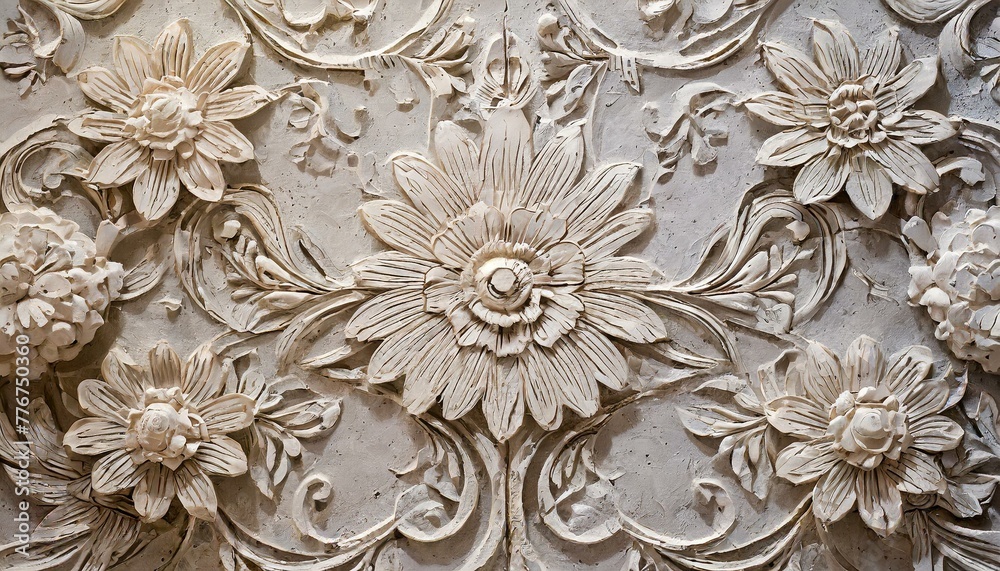 Plaster background floral pattern Plaster background floral pattern