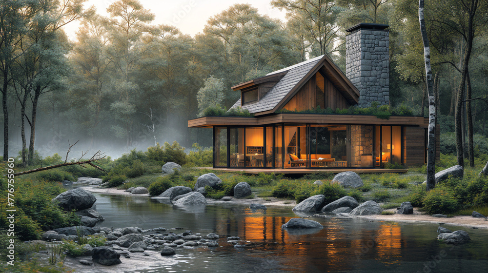 Fototapeta premium house on the lake