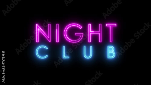 night club neon animated advertising sign night club looping 4k blue pink neon
