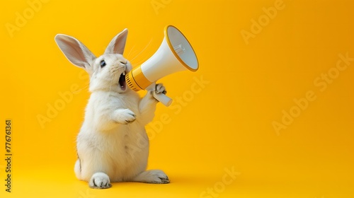 メガホンを持って話すウサギ photo