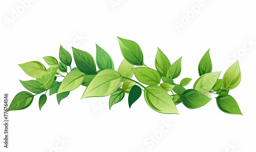 green leaves watercolor background copy space