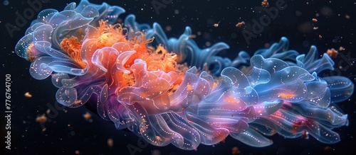 Bioluminescent Dinoflagellate Bloom A Radiant Dance of Vibrant Marine Microorganisms © Sittichok