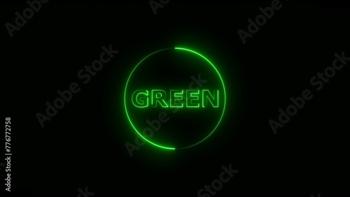 Abstract Green neon line circle background illustration 4k.