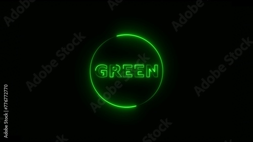Abstract Green neon line circle background illustration 4k.