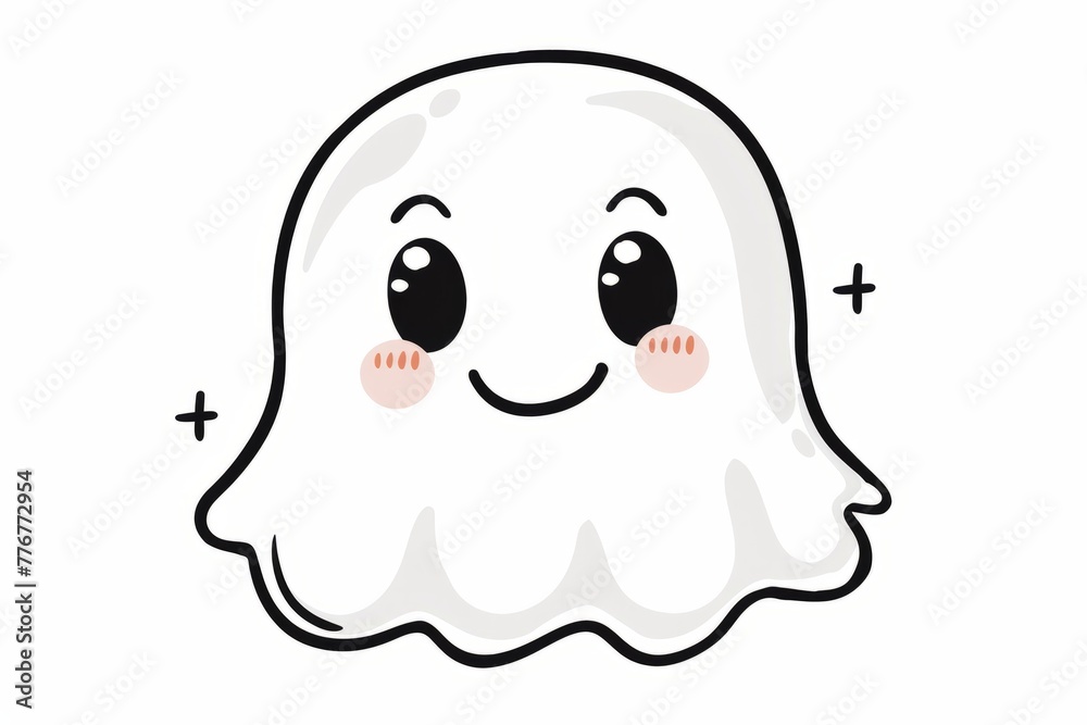Cartoon cute doodles of a shy ghost's face with blushing cheeks and bashful eyes, Generative AI Cartoon cute doodles of a shy ghost's face with blushing cheeks and bashful eyes, Generative AI