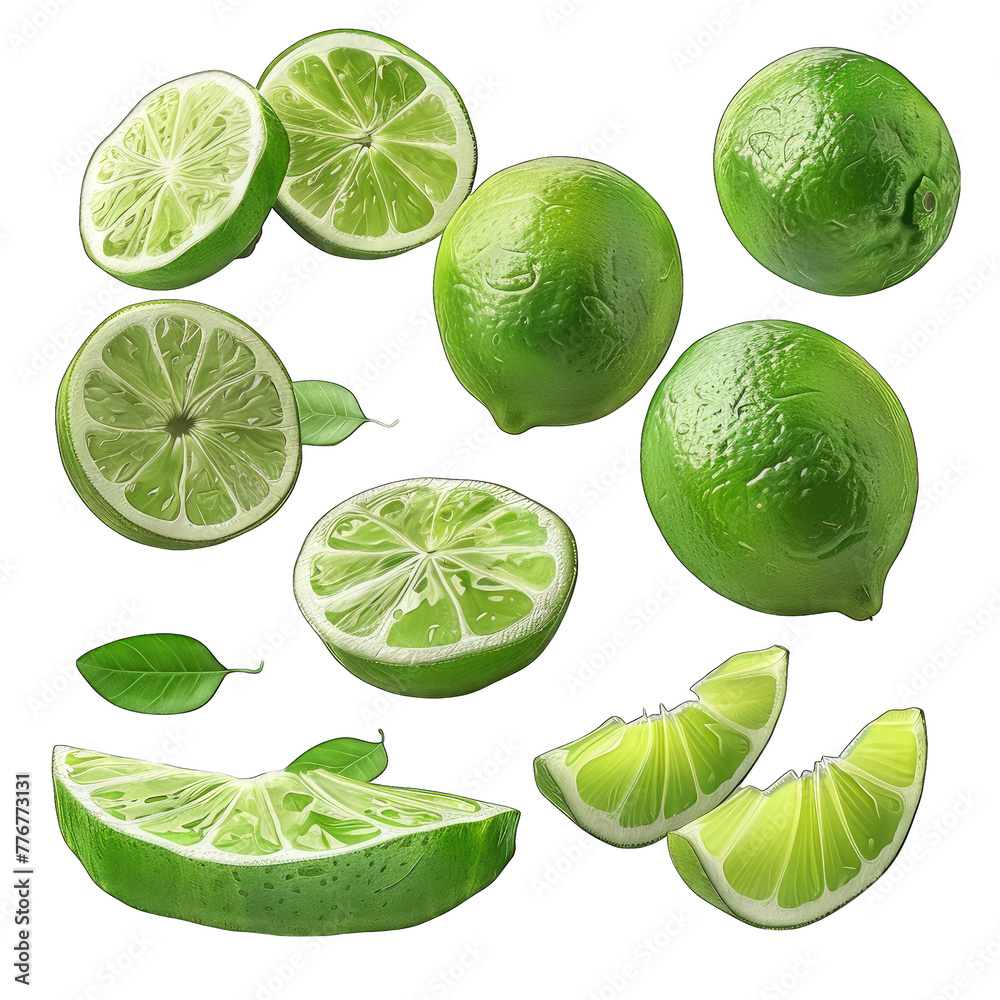 Vibrant Finger Limes Illustration - 3D Realistic Clipart Design on White Background for Print - Isolated Vector Flat Colors - Cutout PNG