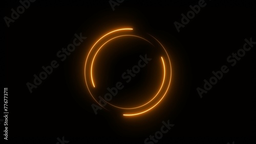 Abstract orange neon line circle loading background illustration 4k. 