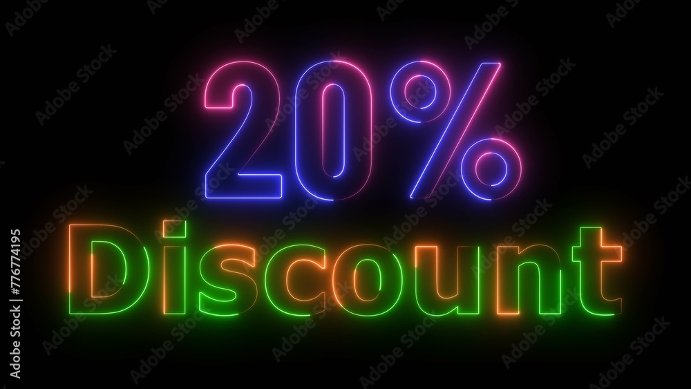 Abstract neon number 20% discount big offer sale background illustration. Abstract neon number 20% discount big offer sale background illustration.