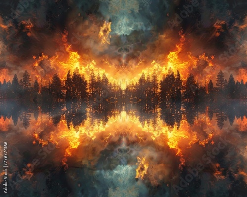 Kaleidoscopic view of a wildfire