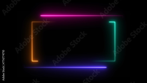 Abstract beautiful neon rectangle frame illustration background.