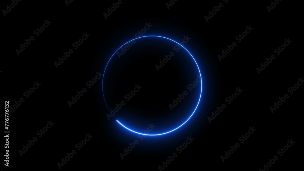 Abstract beautiful blue neon frame circle loading icon background illustration 4k. Abstract beautiful blue neon frame circle loading icon background illustration 4k.