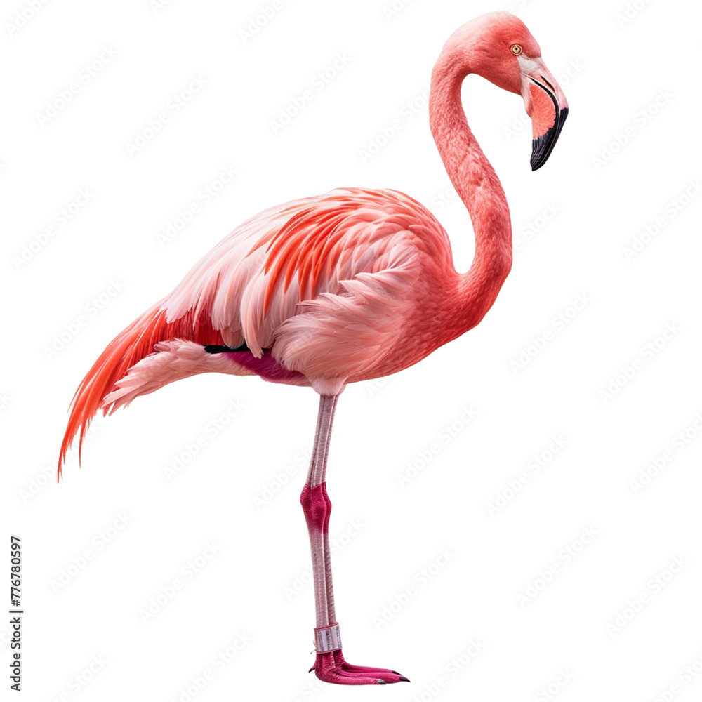 Fototapeta premium flamingo bird isolated on white. 