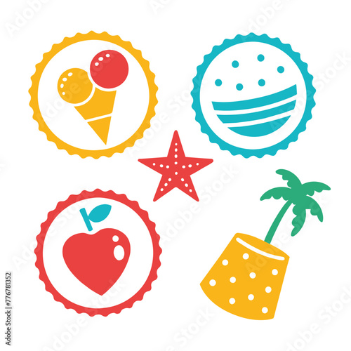 Summer Water colored Stamps design vector photo