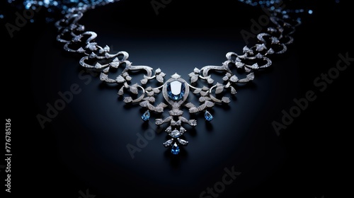 necklace black background with light