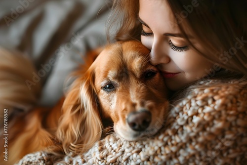 A Cozy Moment Captured Between a Pet and Its Owner,Preserving a Lifetime of Cherished Memories