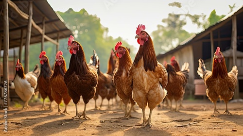 pecking coop chicken farm photo
