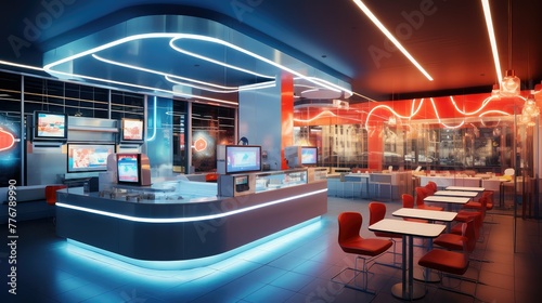 dynamic fast food interior © vectorwin