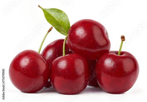 Red acerola cherry on transparent background