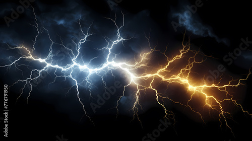 Black background with isolated thunder lightning bolt, abstract concept representing electricity