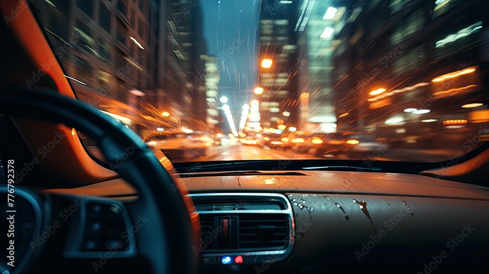 streaks blurred interior of car