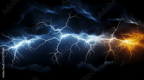 Black background with isolated thunder lightning bolt  abstract concept representing electricity