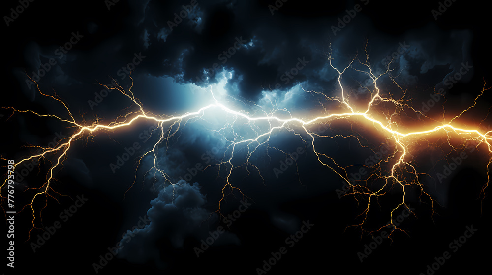 Black background with isolated thunder lightning bolt, abstract concept representing electricity Black background with isolated thunder lightning bolt, abstract concept representing electricity